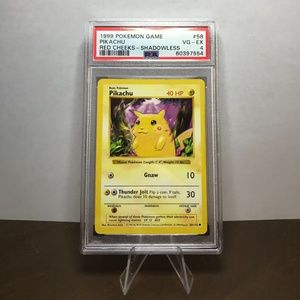 ⚡️1999 Pokémon Pikachu “Red Cheeks” 58/102 Shadowless Misprint Vintage.VG-EX
